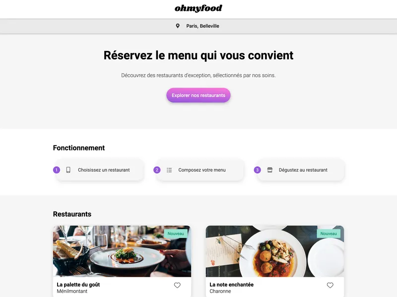 OpenClassrooms projet 3 Ohmyfood